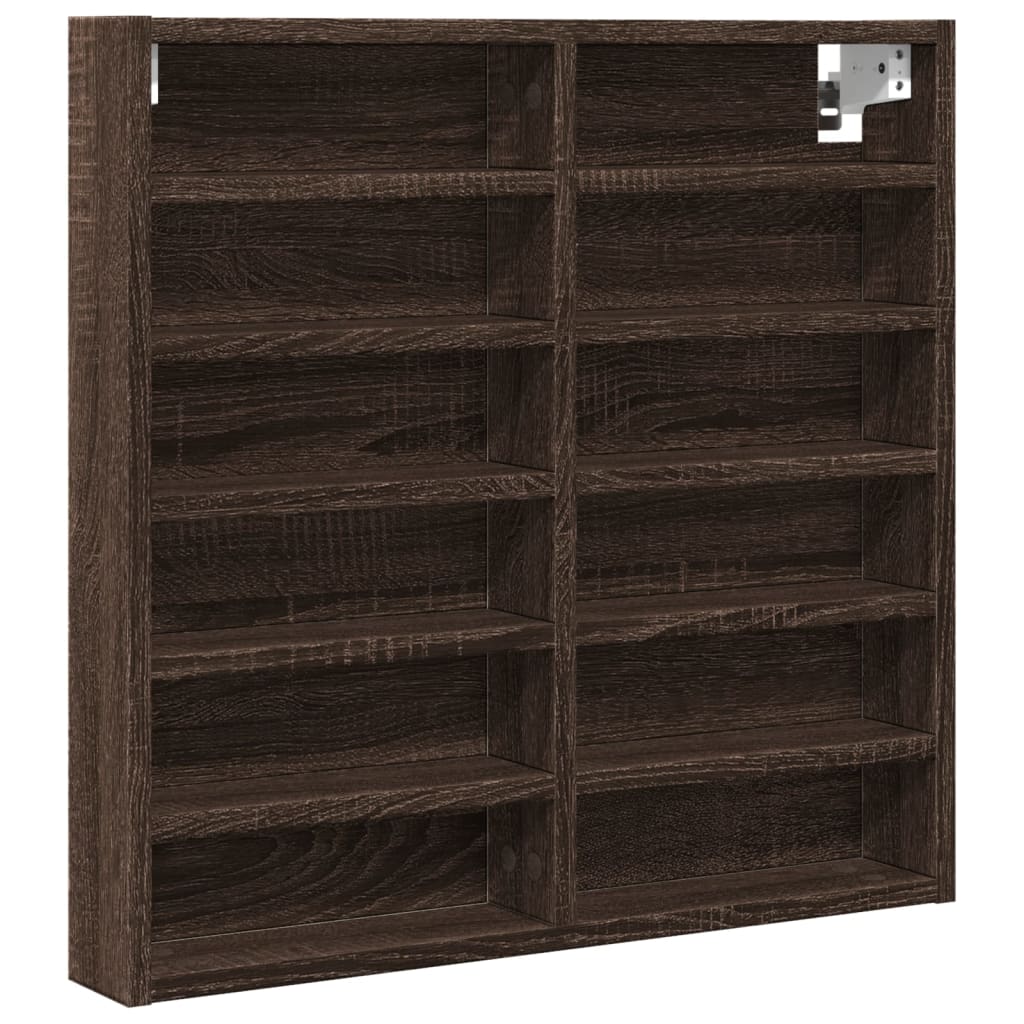 Armoire à vitrine chêne marron 60x8,5x58 cm bois d'ingénierie Étagères murales & corniches vidaXL   