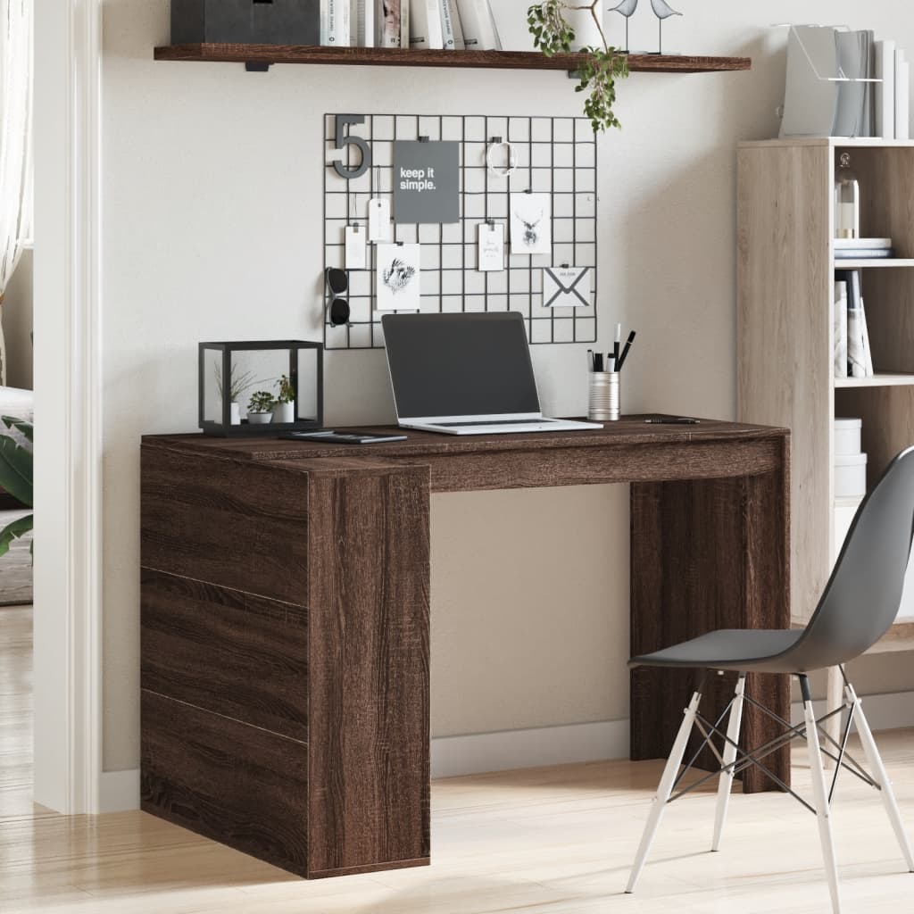 Bureau chêne marron 123,5x73,5x75 cm bois d'ingénierie Bureaux vidaXL   