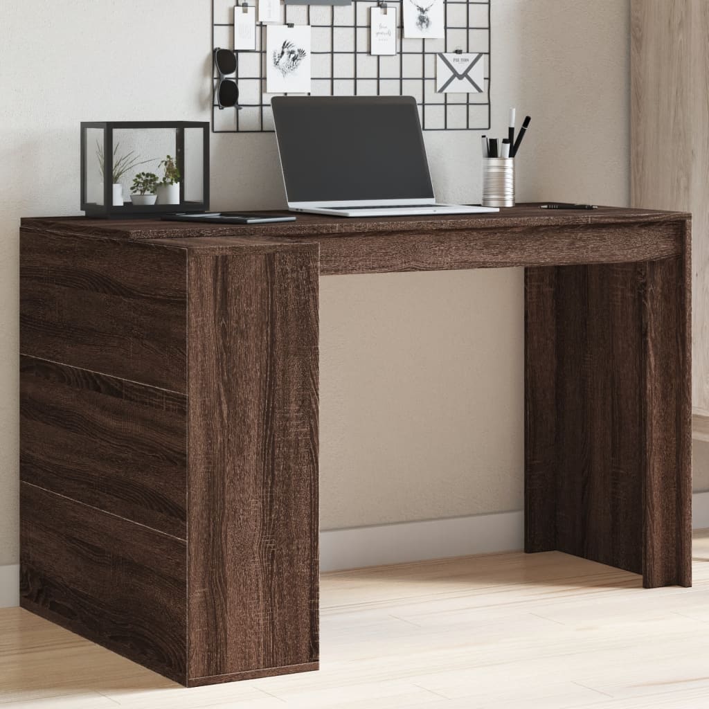 Bureau chêne marron 123,5x73,5x75 cm bois d'ingénierie Bureaux vidaXL   