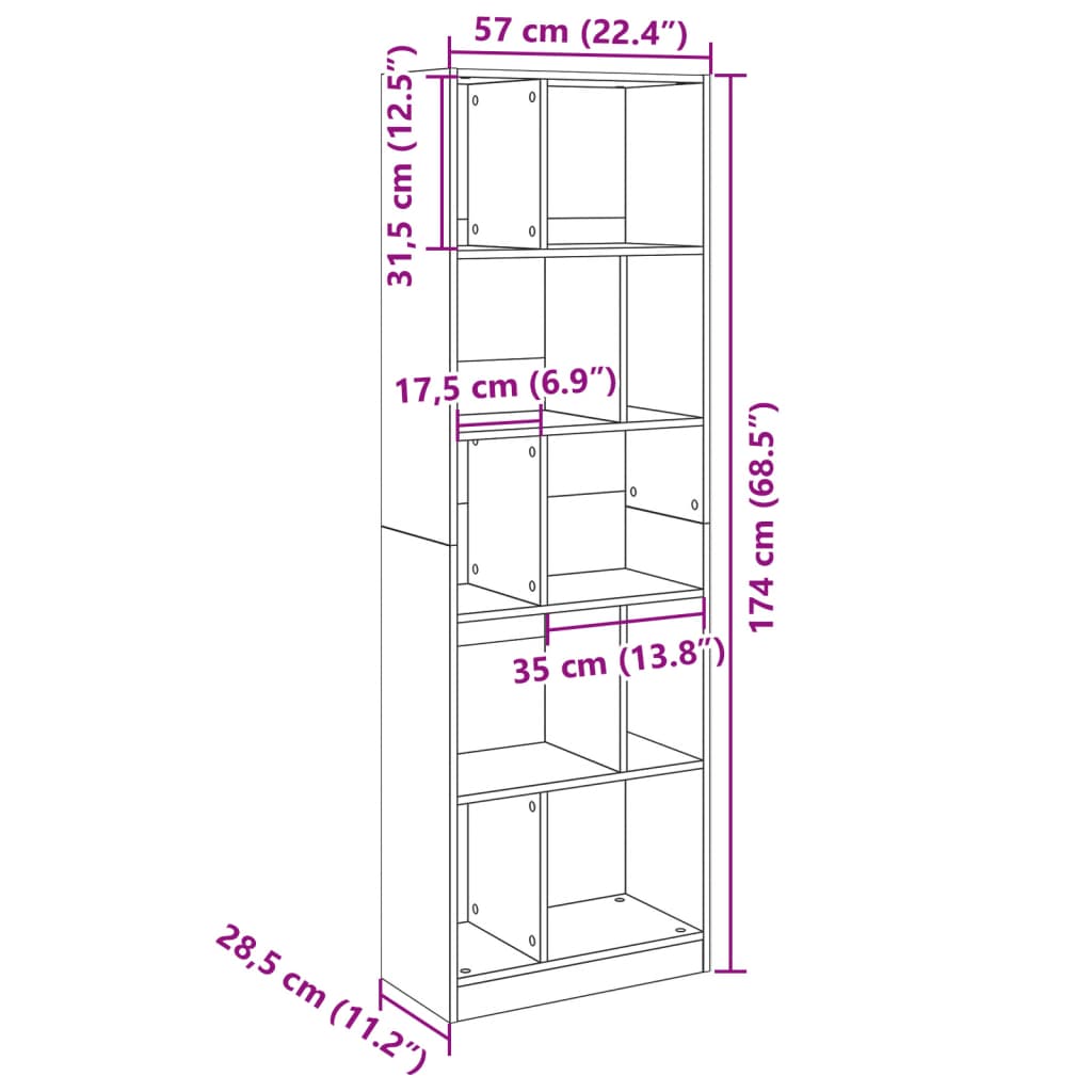 Image Bibliothèque gris béton 57x28,5x174 cm bois d'ingénierie | Xios Store SNC vidaXL Xios Store SNC