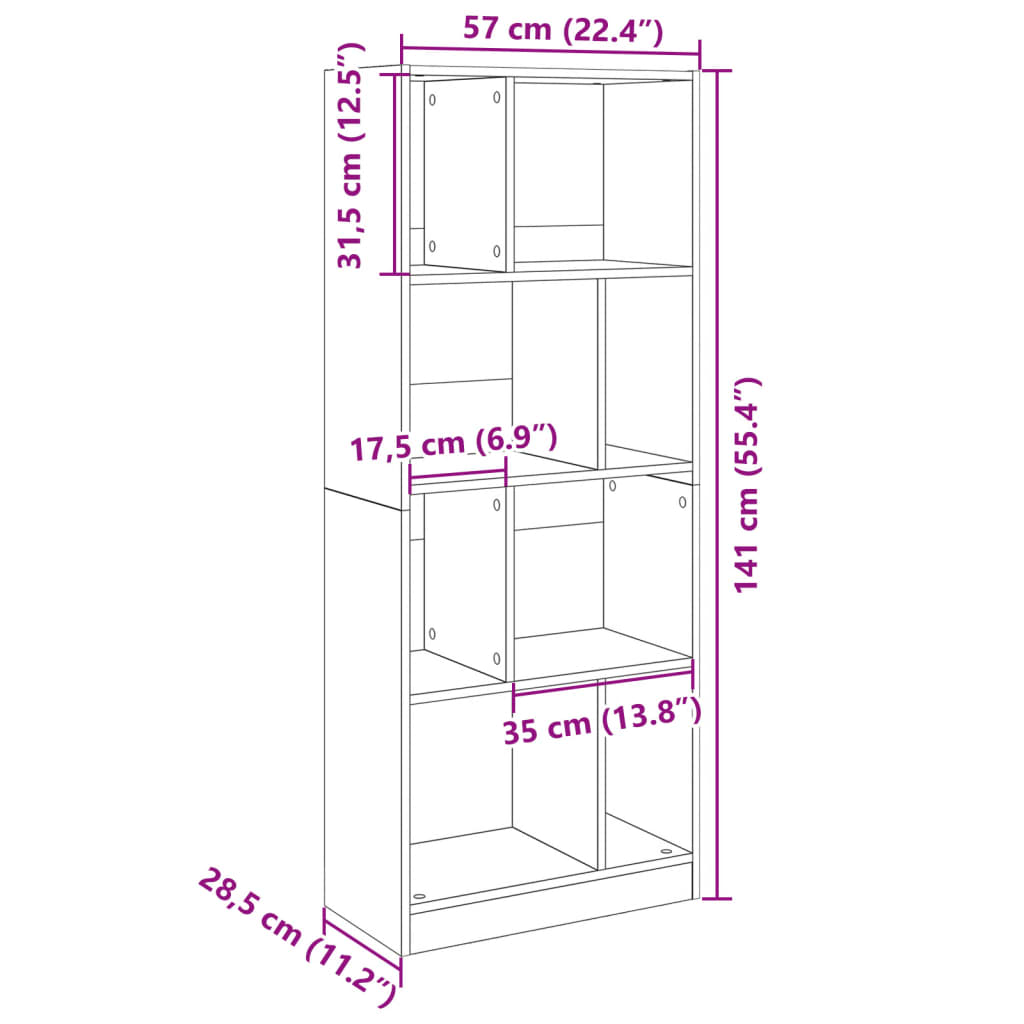 Image Bibliothèque gris béton 57x28,5x141 cm bois d'ingénierie | Xios Store SNC vidaXL Xios Store SNC