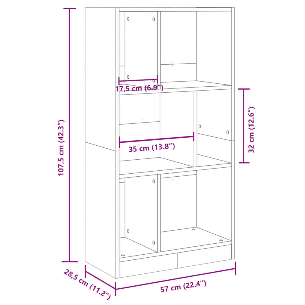 Image Bibliothèque chêne marron 57x28,5x107,5 cm bois d'ingénierie | Xios Store SNC vidaXL Xios Store SNC