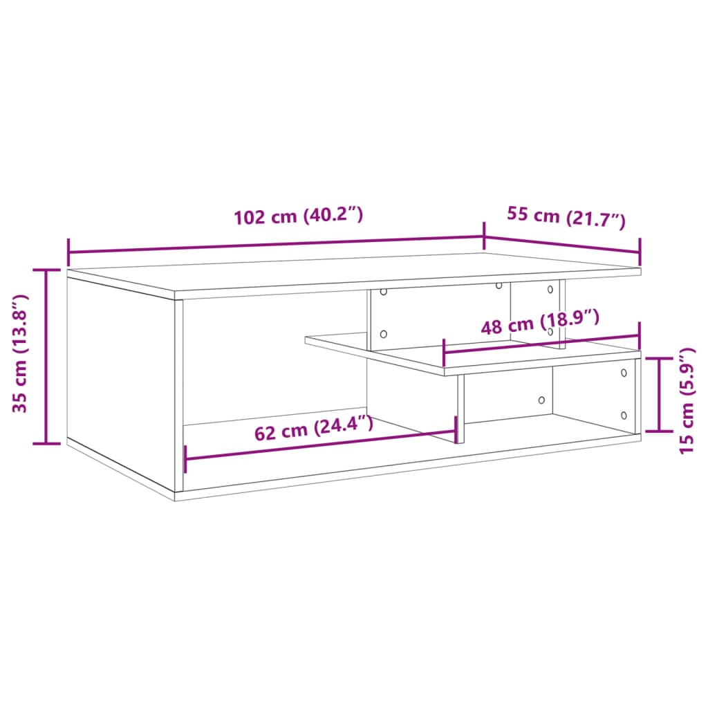 Table basse blanc 102x55x35 cm bois d'ingénierie Tables basses vidaXL   