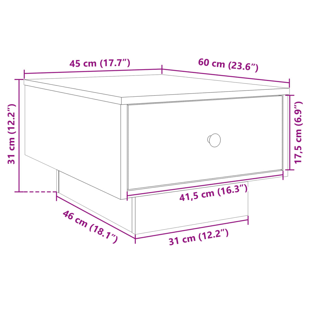 Table basse chêne fumé 60x45x31 cm bois d'ingénierie Tables basses vidaXL   