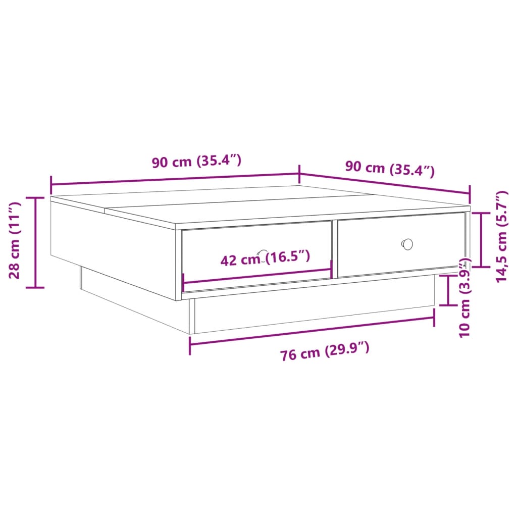 Table basse Blanc 90x90x28 cm Aggloméré Tables basses vidaXL   