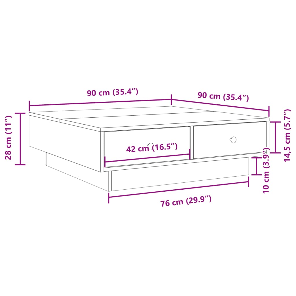 Table basse Chêne sonoma 90x90x28 cm Aggloméré Tables basses vidaXL   