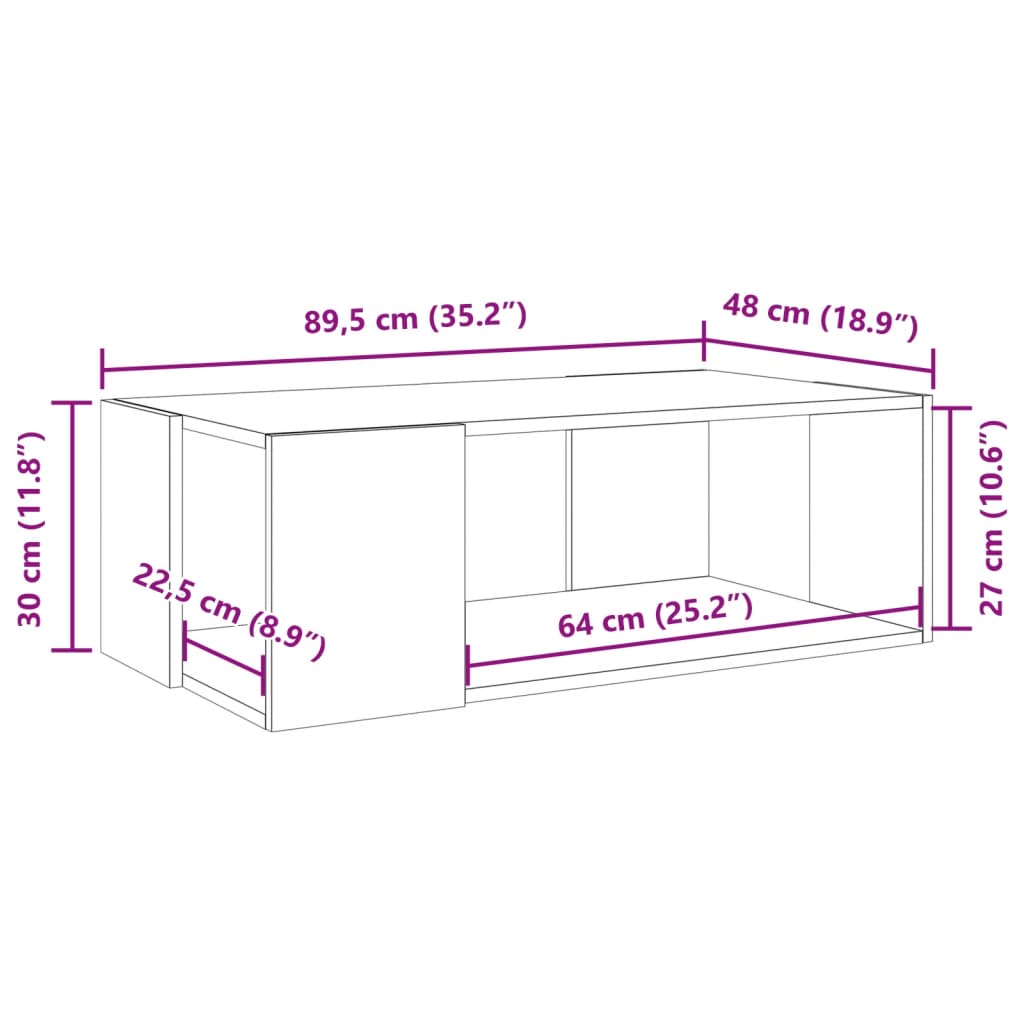 Table basse noir 89,5x48x30 cm bois d'ingénierie Tables basses vidaXL   