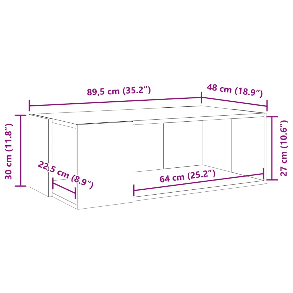 Table basse chêne sonoma 89,5x48x30 cm bois d'ingénierie Tables basses vidaXL   