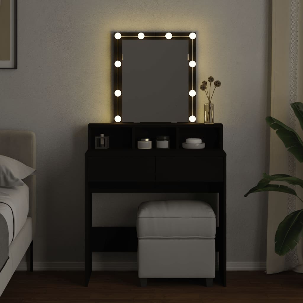 Coiffeuse avec LED noir 80x41x144,5 cm Coiffeuses vidaXL   