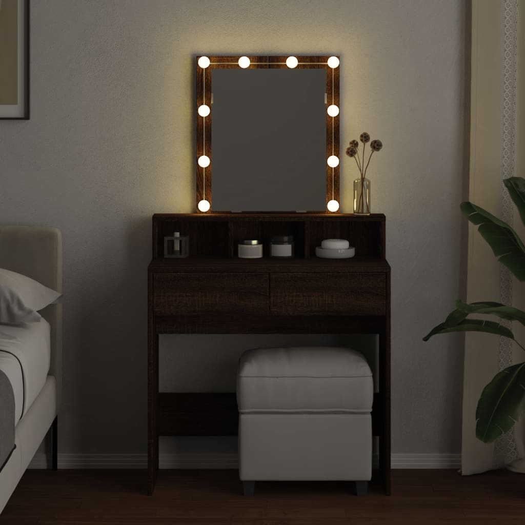 Coiffeuse avec LED chêne marron 80x41x144,5 cm Coiffeuses vidaXL   