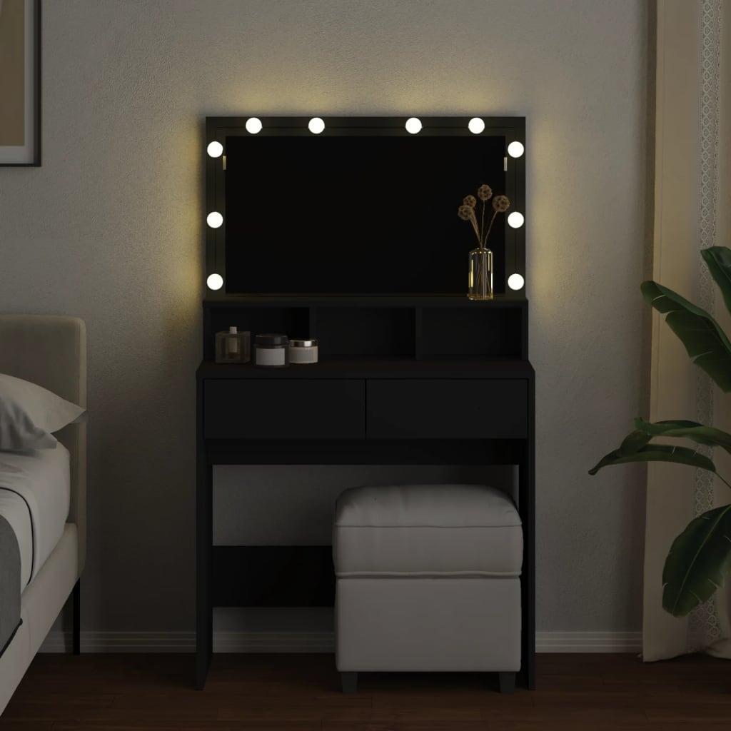 Coiffeuse avec LED noir 80x41x134,5 cm Coiffeuses vidaXL   