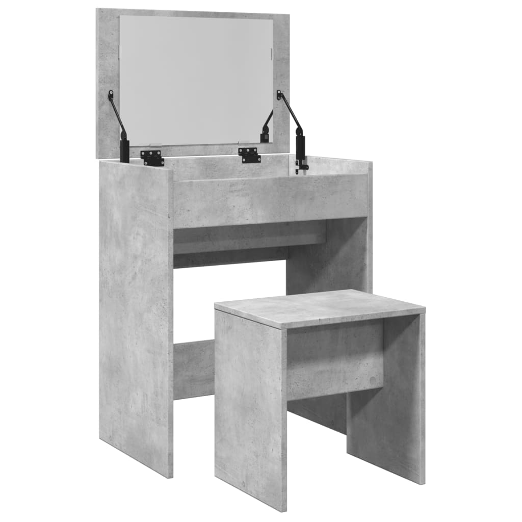 Coiffeuse et tabouret gris béton 60x40x113,5 cm Coiffeuses vidaXL   