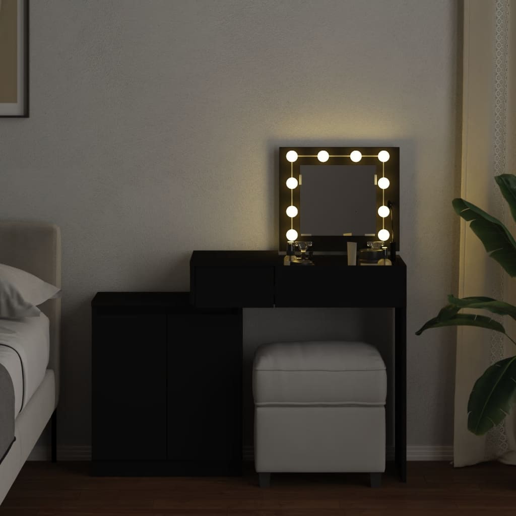 Coiffeuse avec LED noir 115x37x110,5 cm Coiffeuses vidaXL   