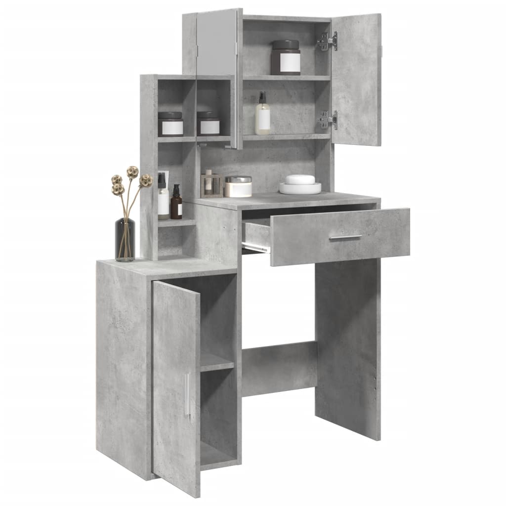 Coiffeuse avec armoire gris béton 80x35x132 cm Coiffeuses vidaXL   