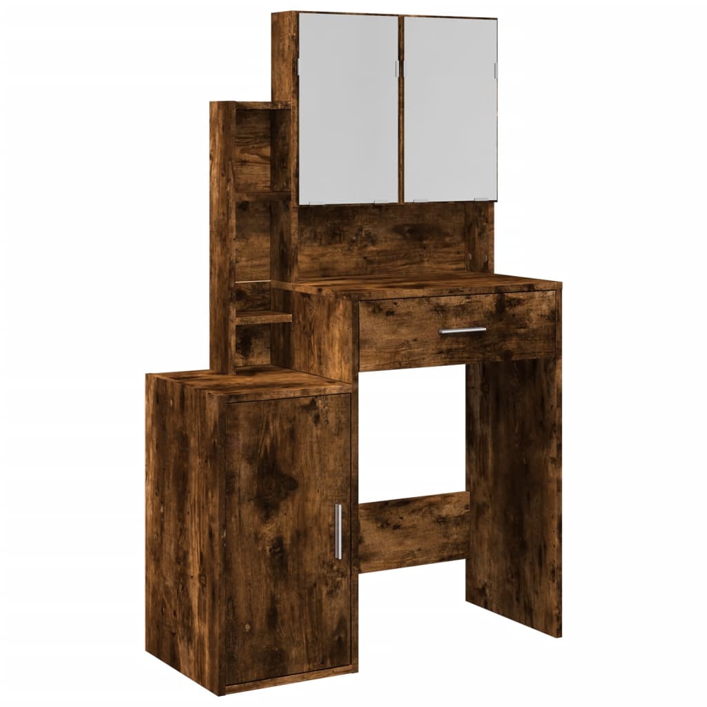 Coiffeuse avec armoire chêne fumé 80x35x132 cm Coiffeuses vidaXL   