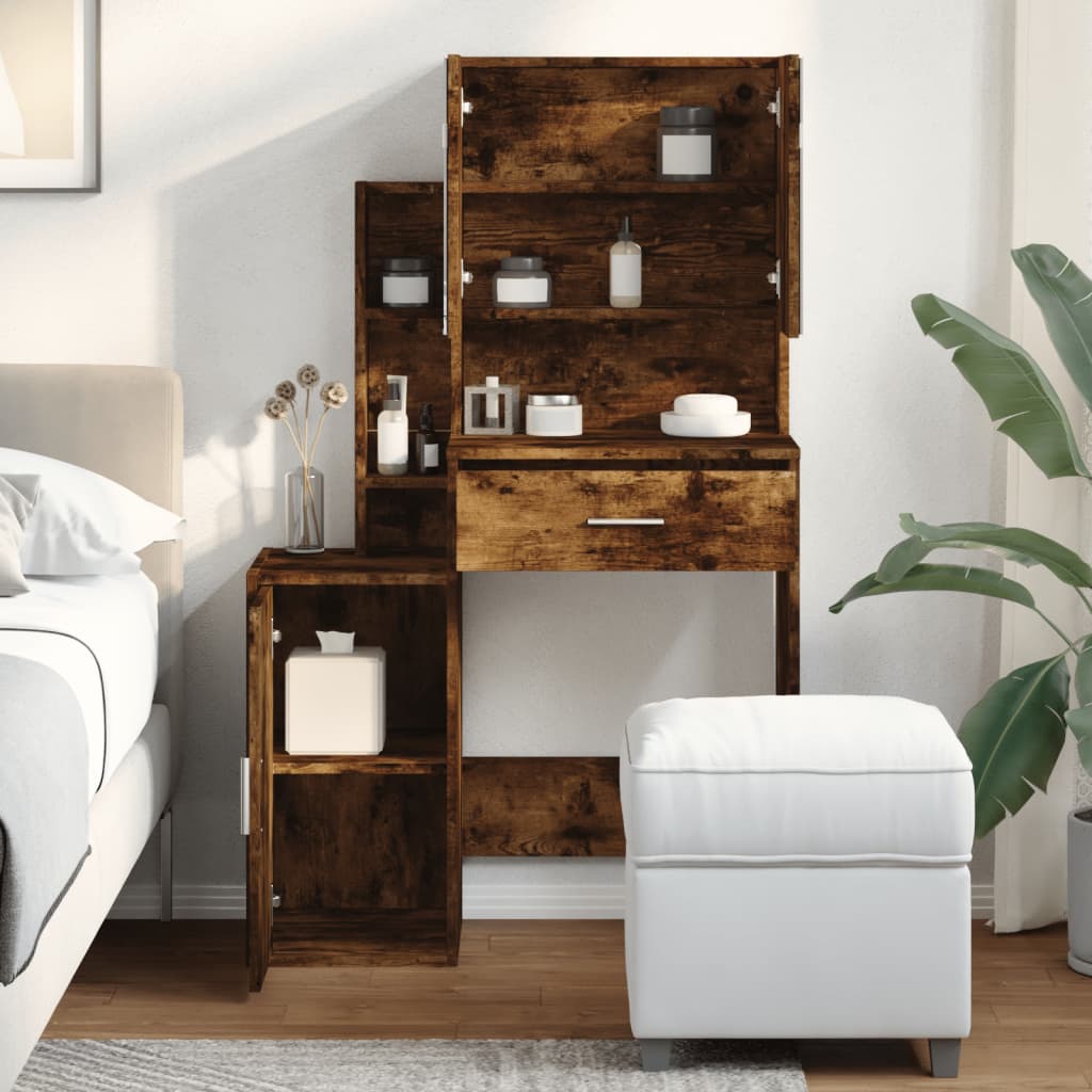 Coiffeuse avec armoire chêne fumé 80x35x132 cm Coiffeuses vidaXL   