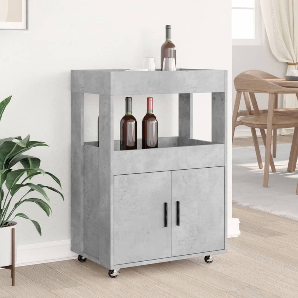 Image Chariot de bar gris béton 60x39,5x89 cm bois d'ingénierie | Xios Store SNC vidaXL Xios Store SNC