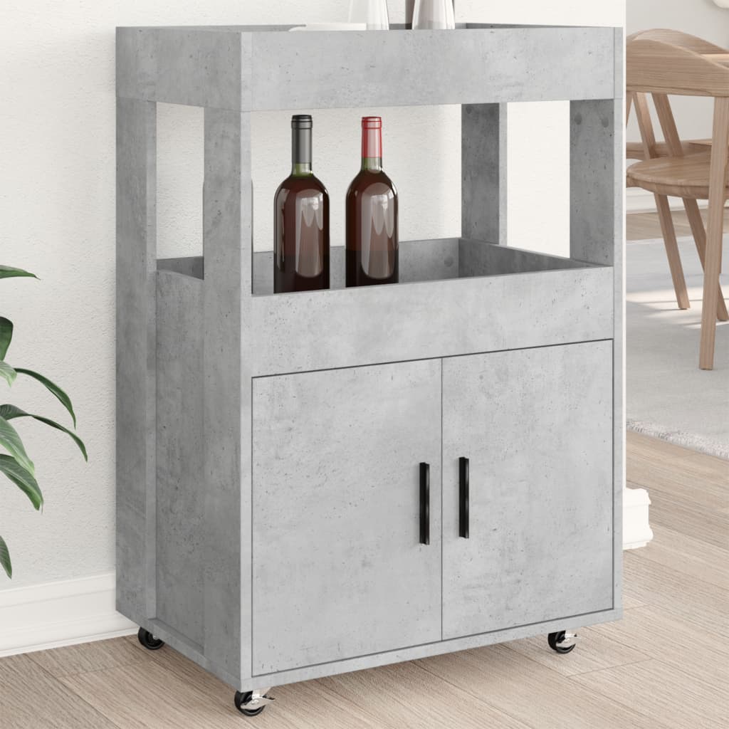 Image Chariot de bar gris béton 60x39,5x89 cm bois d'ingénierie | Xios Store SNC vidaXL Xios Store SNC