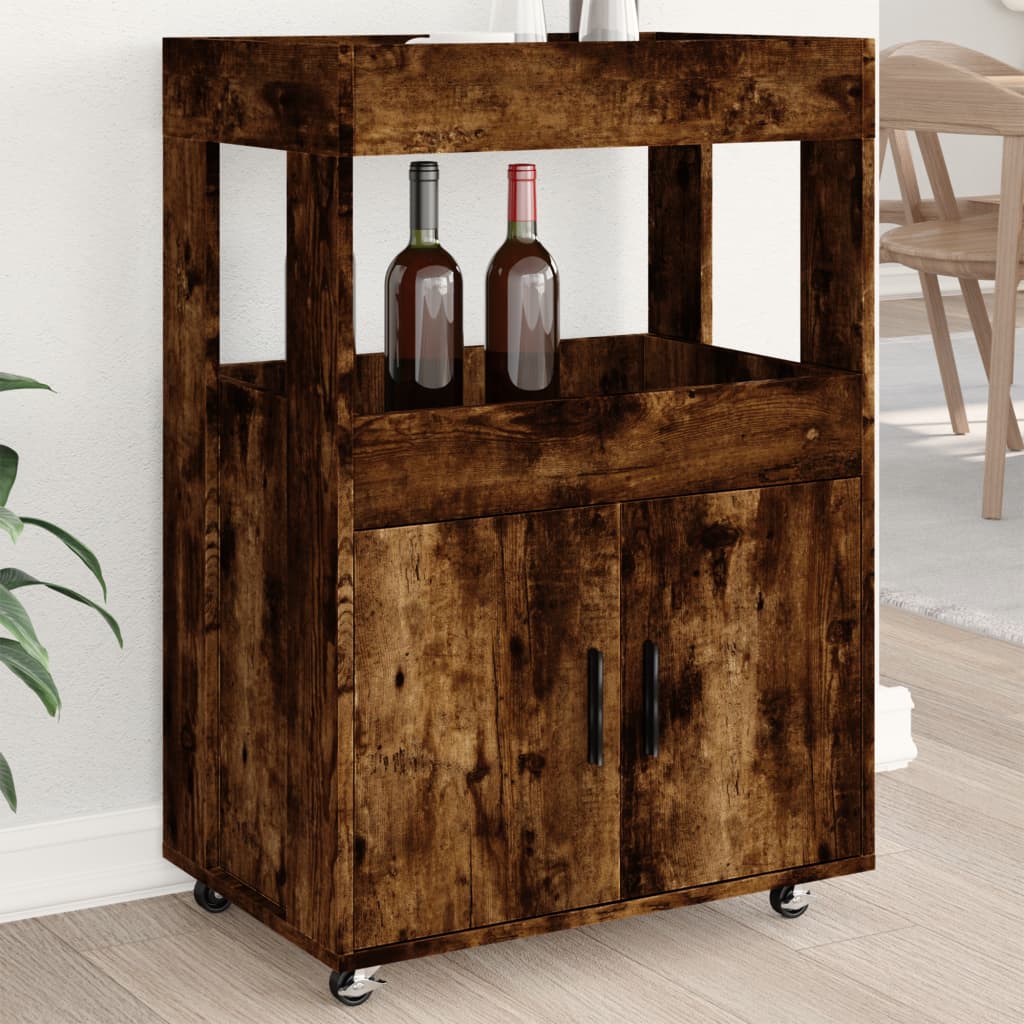 Image Chariot de bar chêne fumé 60x39,5x89 cm bois d'ingénierie | Xios Store SNC vidaXL Xios Store SNC