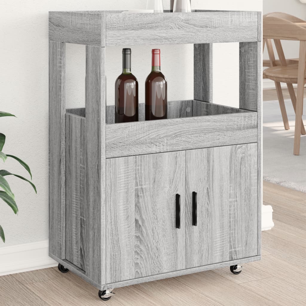 Image Chariot de bar sonoma gris 60x39,5x89 cm bois d'ingénierie | Xios Store SNC vidaXL Xios Store SNC