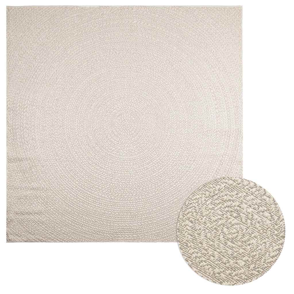 Tapis ZIZUR crème 240x240 cm aspect de jute intérieur extérieur Tapis vidaXL