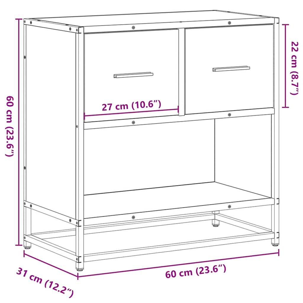 Table de chevet chêne sonoma 60x31x60 cm bois ingénierie métal Tables de chevet vidaXL   