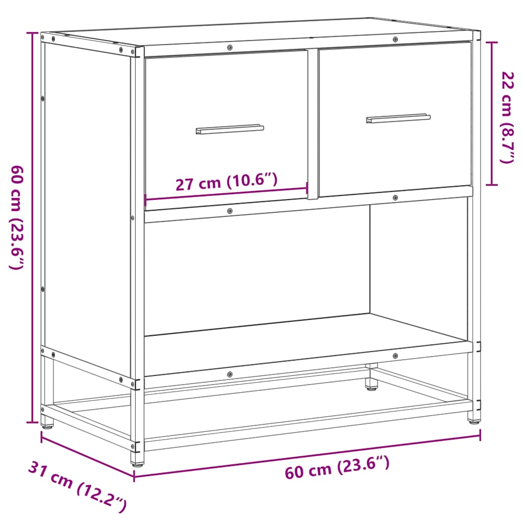 Table de chevet chêne fumé 60x31x60 cm bois ingénierie et métal Tables de chevet vidaXL   