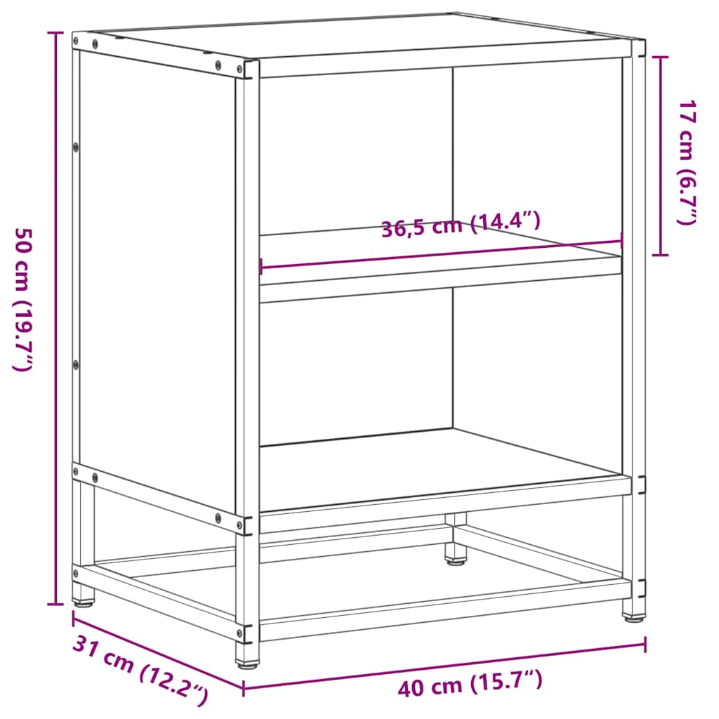 Tables de chevet 2 pcs noir 40x31x50 cm bois d'ingénierie métal Tables de chevet vidaXL   