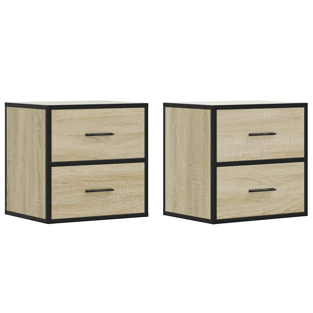 Tables de chevet murales 2 pcs chêne sonoma 40x31x39,5 cm Tables de chevet vidaXL