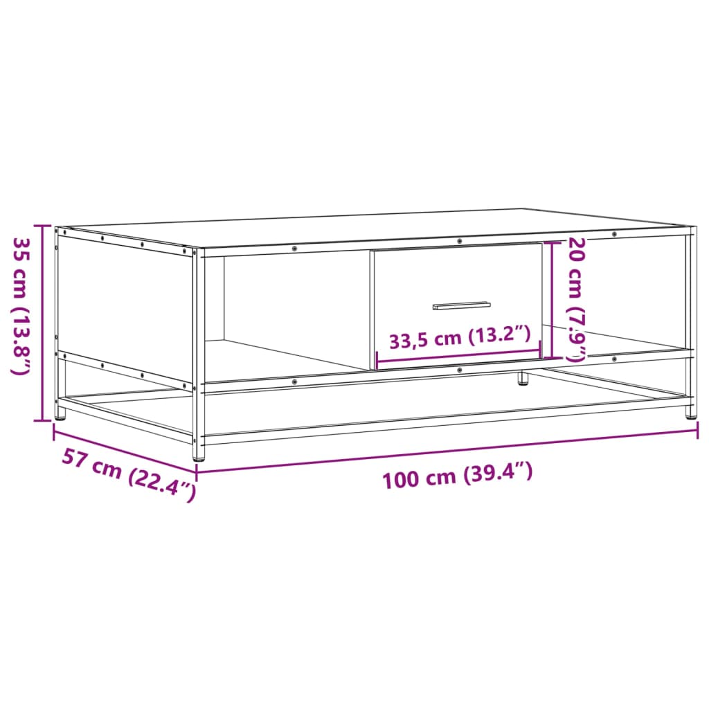 Table basse noir 100x57x35 cm bois d'ingénierie et métal Tables basses vidaXL   