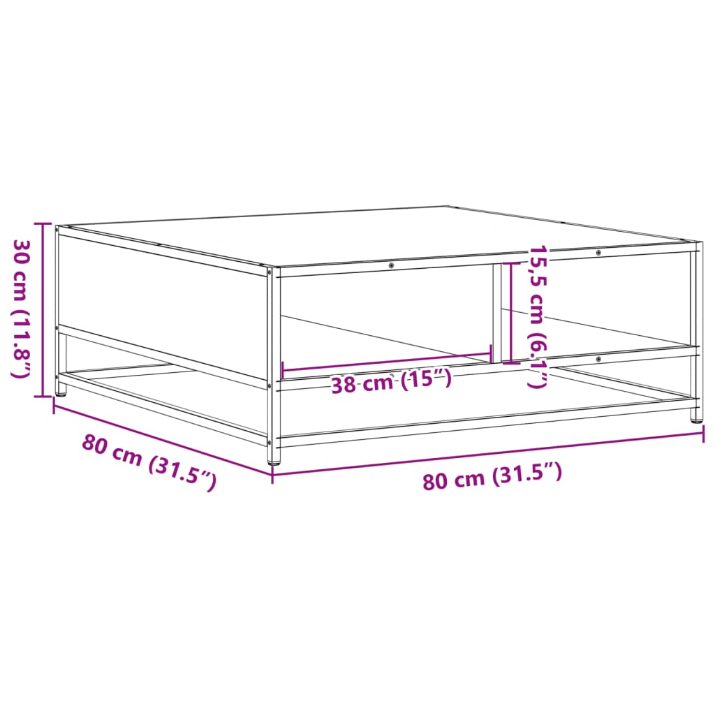 Table basse noir 80x80x30 cm bois d'ingénierie et métal Tables basses vidaXL   