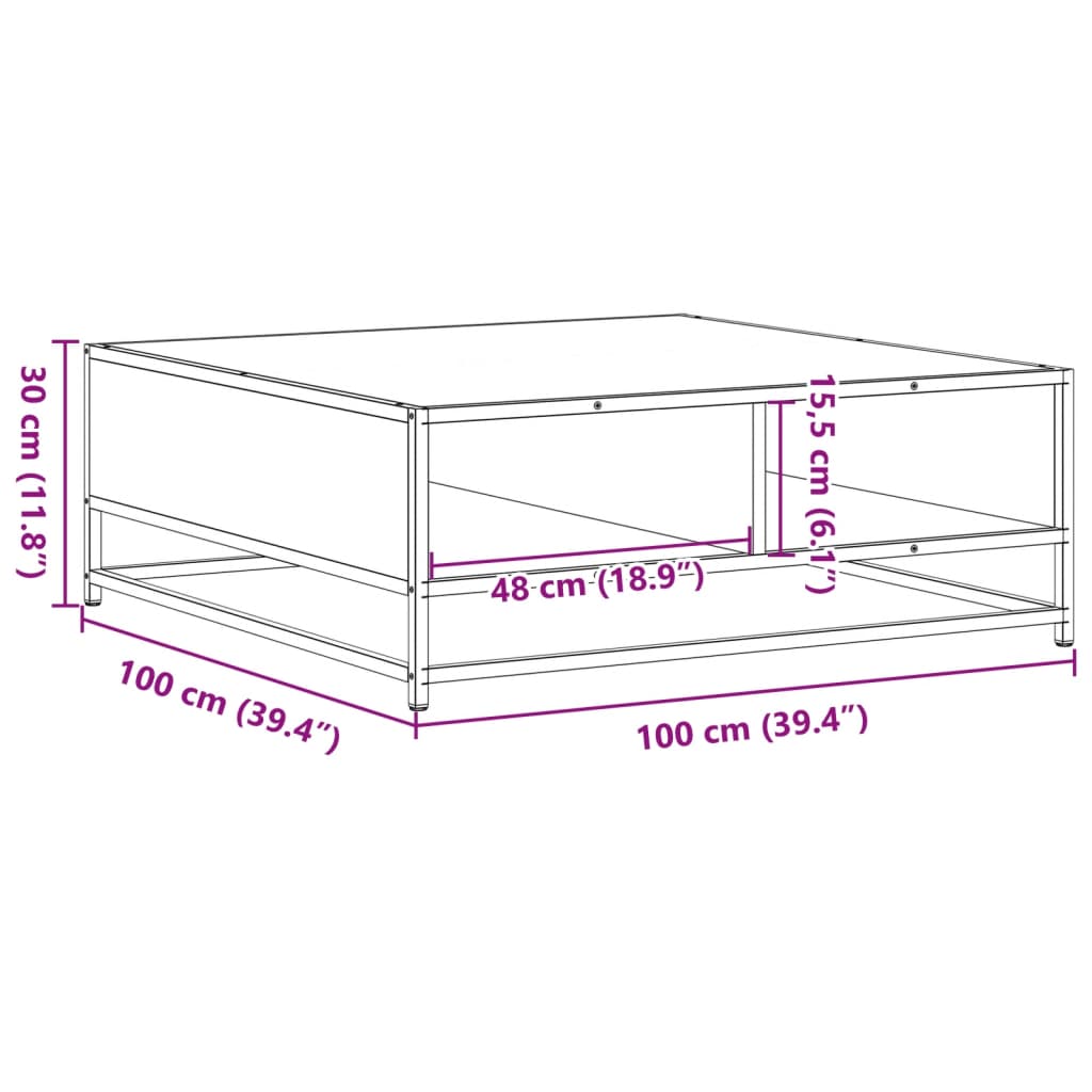 Table basse noir 100x100x30 cm bois d'ingénierie et métal Tables basses vidaXL   