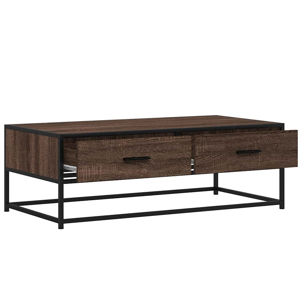 Table basse chêne marron 100x50x35cm bois d'ingénierie et métal Tables basses vidaXL   