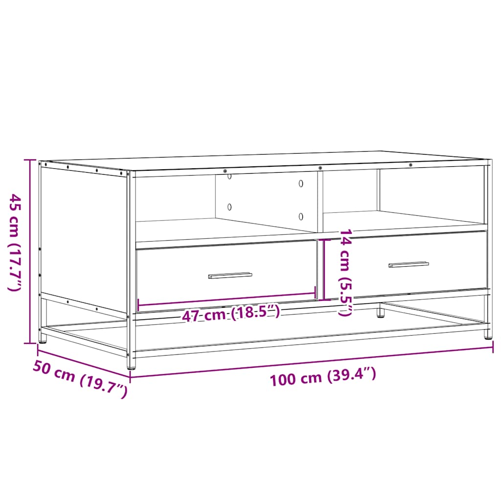 Table basse noir 100x50x45 cm bois d'ingénierie et métal Tables basses vidaXL   