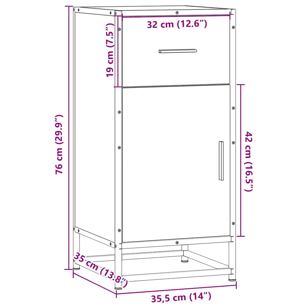 Buffet chêne fumé 35,5x35x76 cm bois d'ingénierie et métal Buffets & bahuts vidaXL