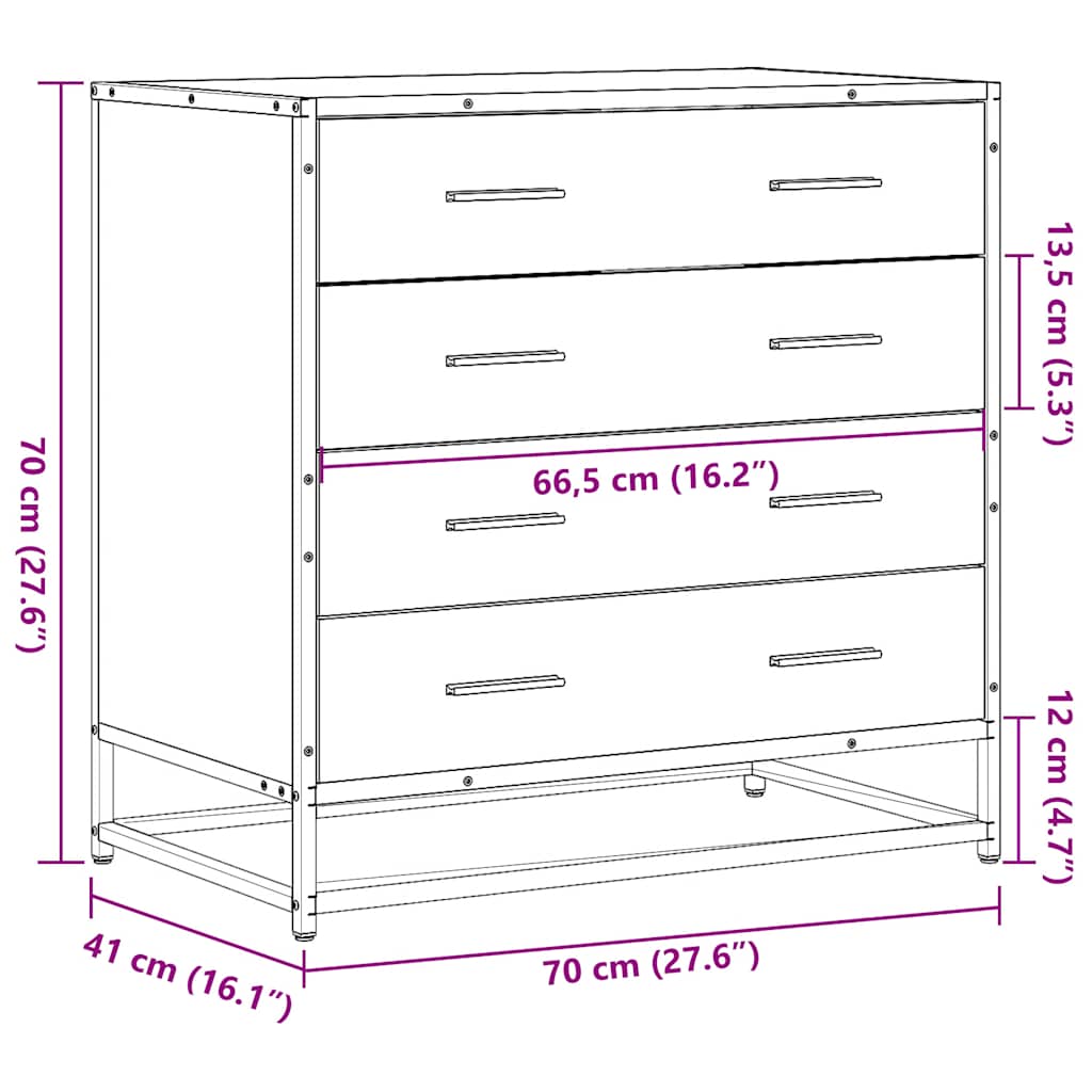 Commode chêne sonoma 70x41x70 cm bois d'ingénierie Commodes vidaXL