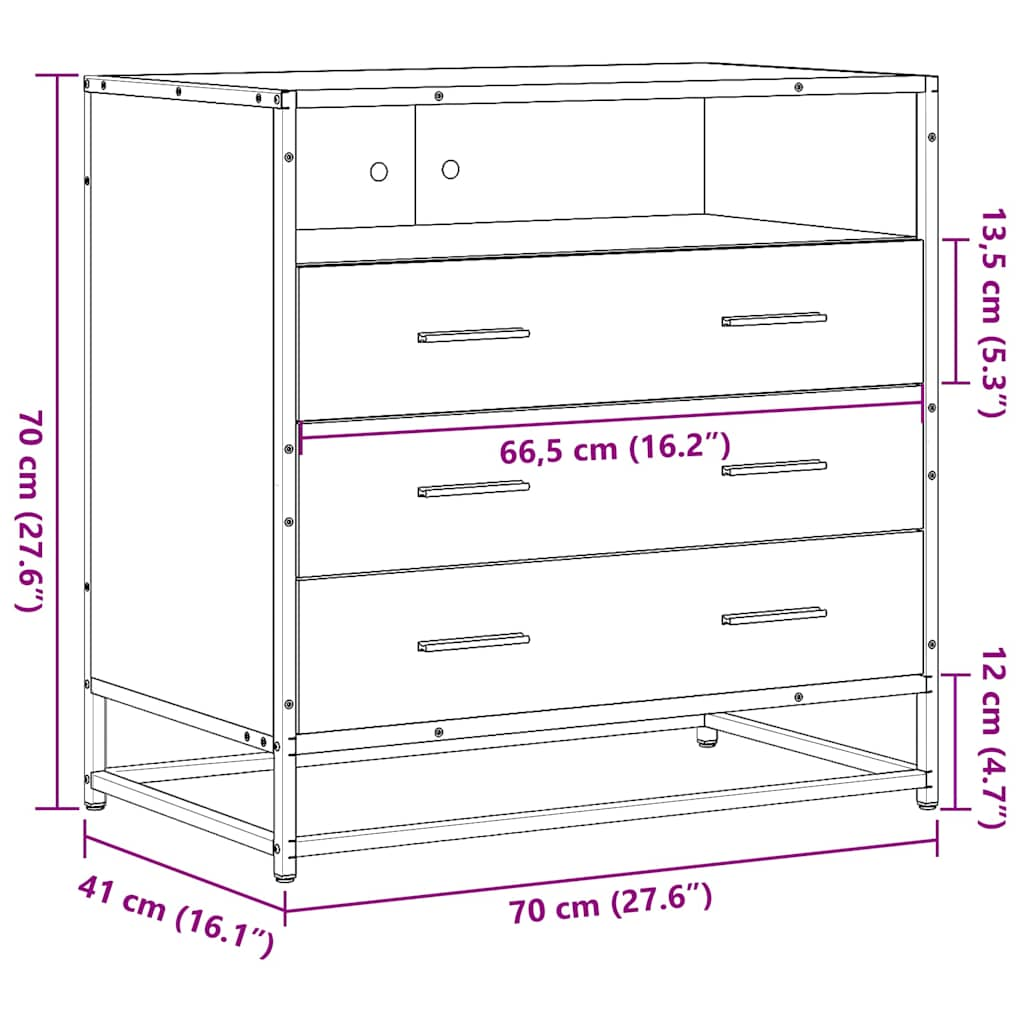 Commode chêne sonoma 70x41x70 cm bois d'ingénierie Commodes vidaXL