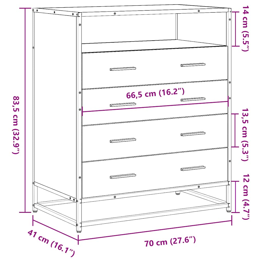 Commode chêne sonoma 70x41x70 cm bois d'ingénierie Commodes vidaXL