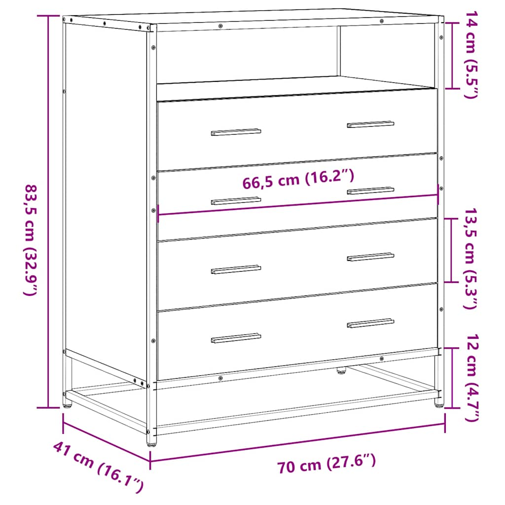 Commode sonoma gris 70x41x70 cm bois d'ingénierie Commodes vidaXL