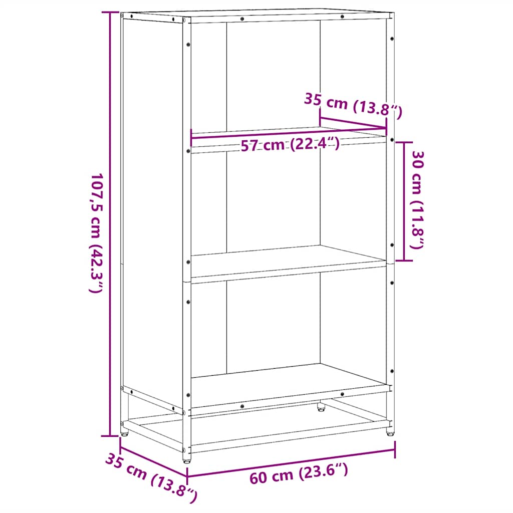 Bibliothèque noir 60x35x107,5 cm bois d'ingénierie Bibliothèques vidaXL