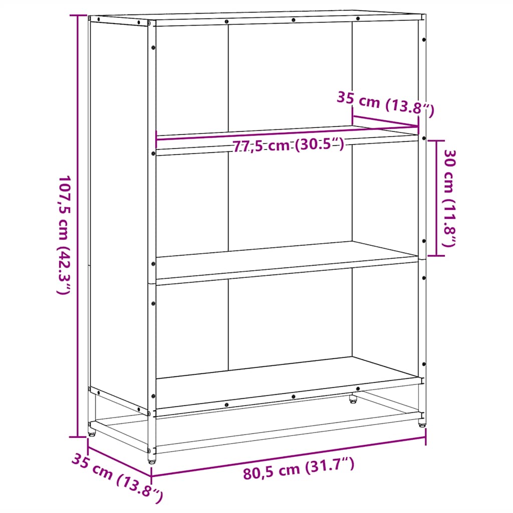 Bibliothèque noir 80,5x35x107,5 cm bois d'ingénierie Bibliothèques vidaXL