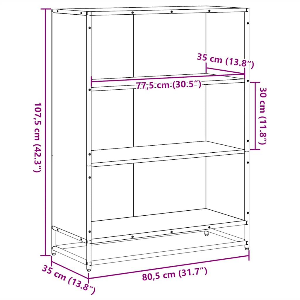 Bibliothèque chêne sonoma 80,5x35x107,5 cm bois d'ingénierie Bibliothèques vidaXL