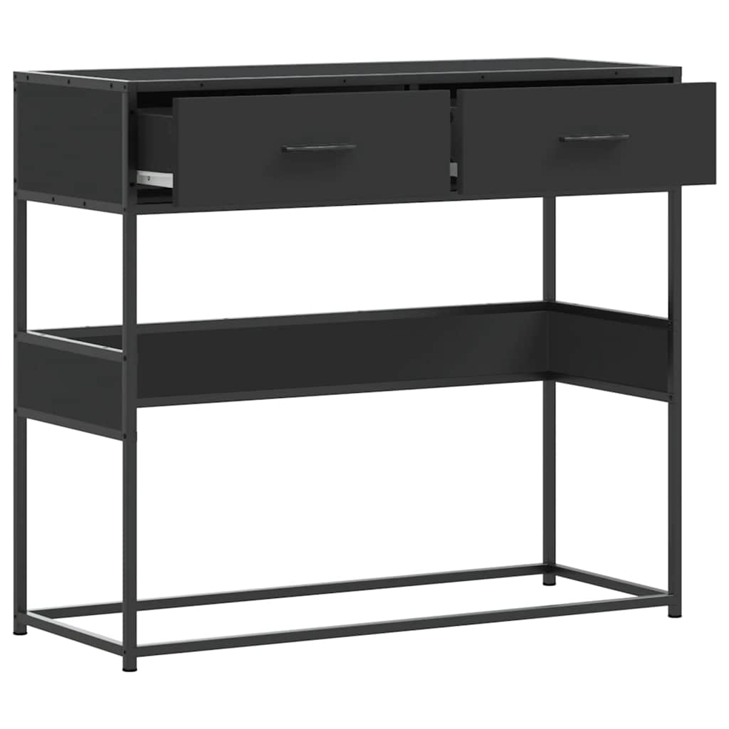 Table console noir 90x35x80 cm bois d'ingénierie - Xios Store SNC