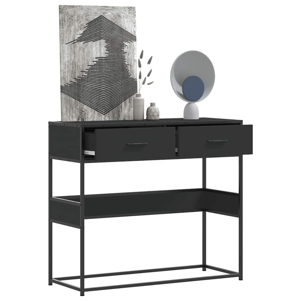 Table console noir 90x35x80 cm bois d'ingénierie - Xios Store SNC