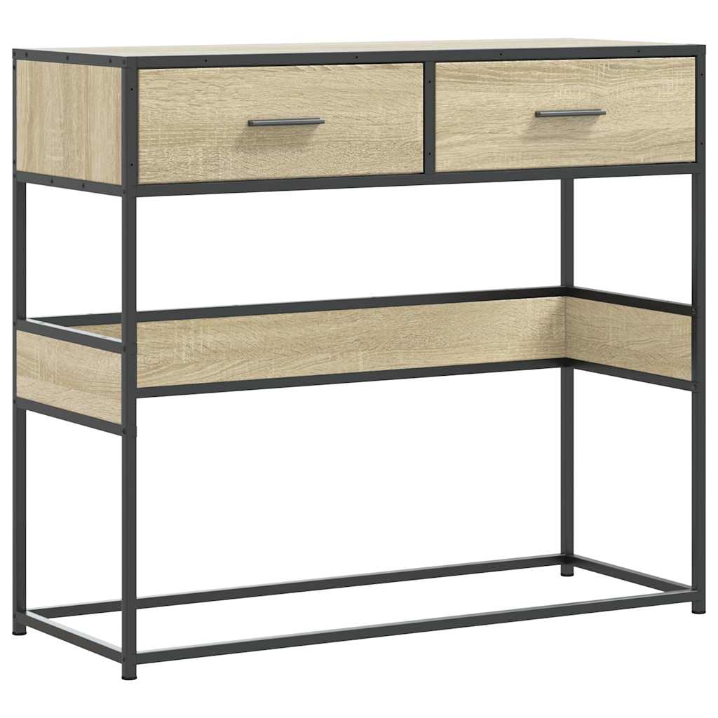 Table console chêne sonoma 90x35x80 cm bois d'ingénierie - Xios Store SNC