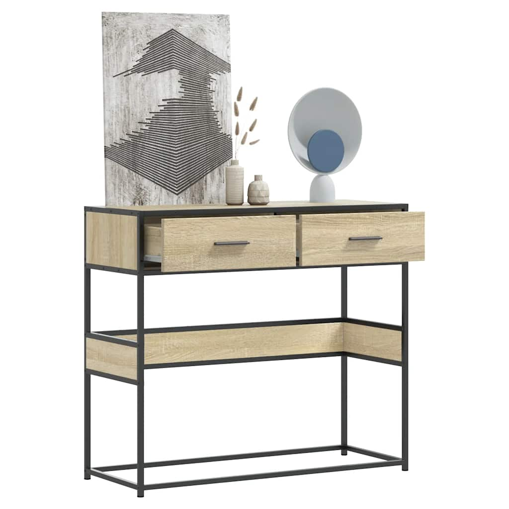 Table console chêne sonoma 90x35x80 cm bois d'ingénierie - Xios Store SNC