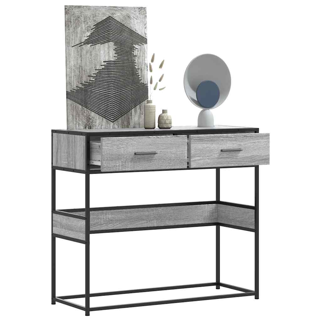 Table console sonoma gris 90x35x80 cm bois d'ingénierie - Xios Store SNC