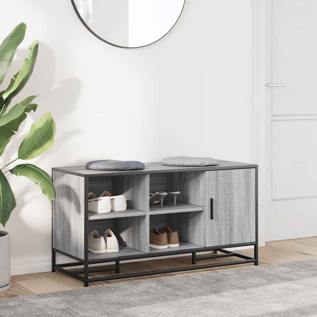 Banc à chaussures sonoma gris bois d'ingénierie et métal Bancs coffres vidaXL