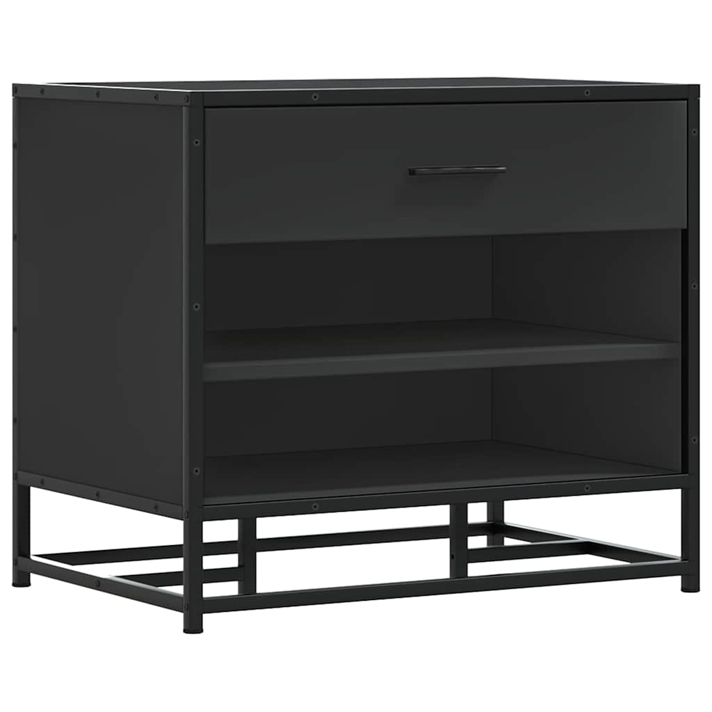 Banc à chaussures noir 60x40x53,5 cm bois d'ingénierie et métal Bancs coffres vidaXL   