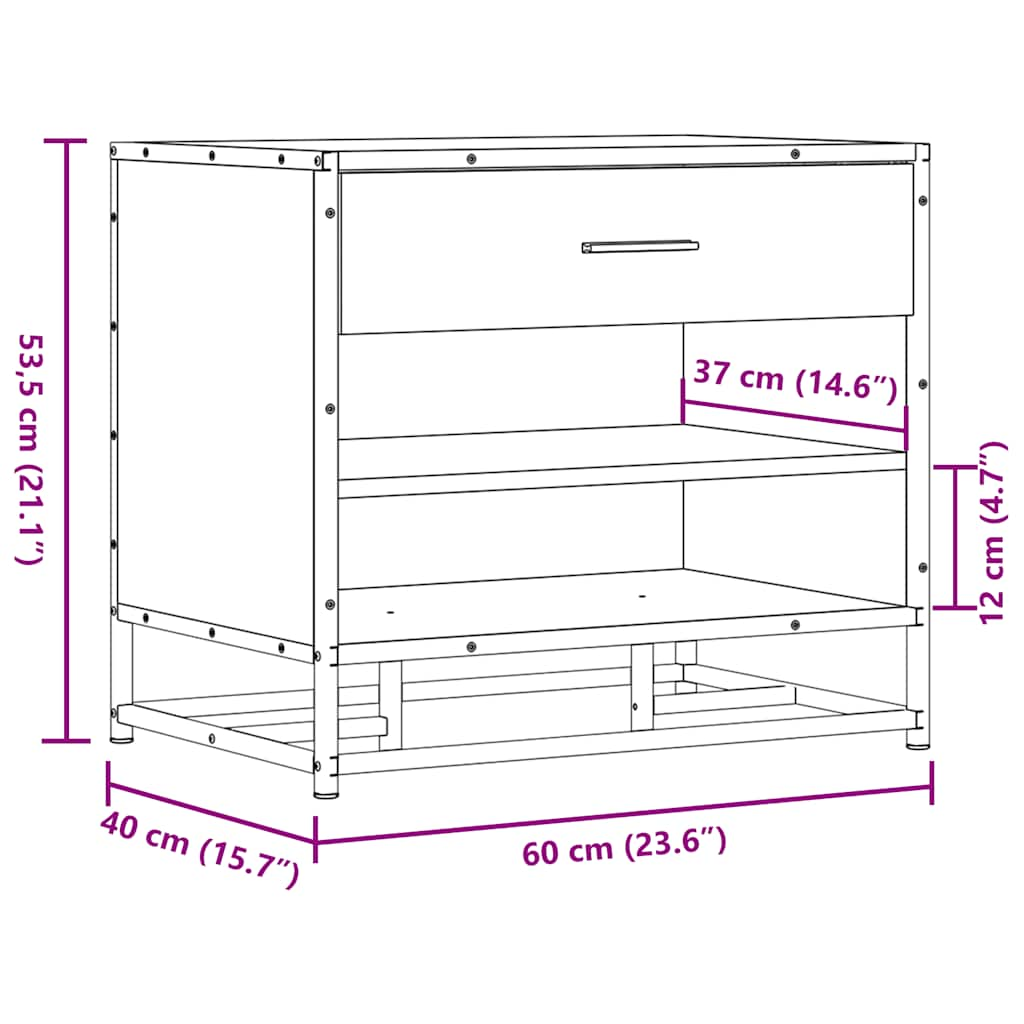 Banc à chaussures noir 60x40x53,5 cm bois d'ingénierie et métal Bancs coffres vidaXL   